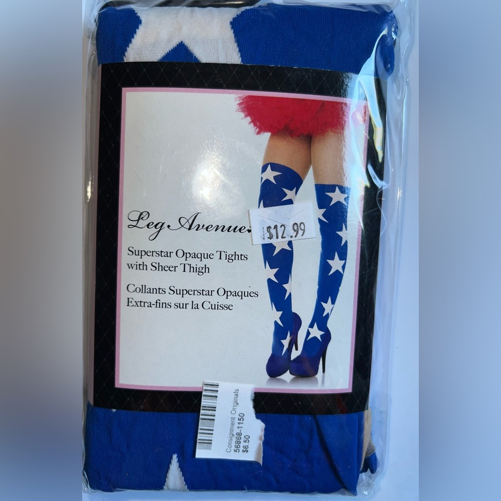 Leg Avenue Blue and White Star Tights